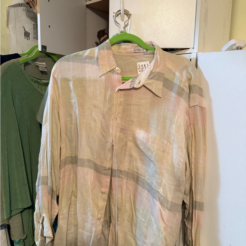 Saks Fifth Avenue Cream Linen Shirt